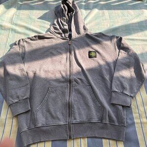 Stone Island Grey Hooded Zip-Up Sweatshirt